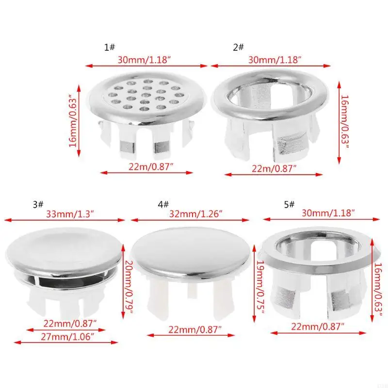 4XFD Bathroom Basin Sink Overflow Ring Round Insert Hole Cover