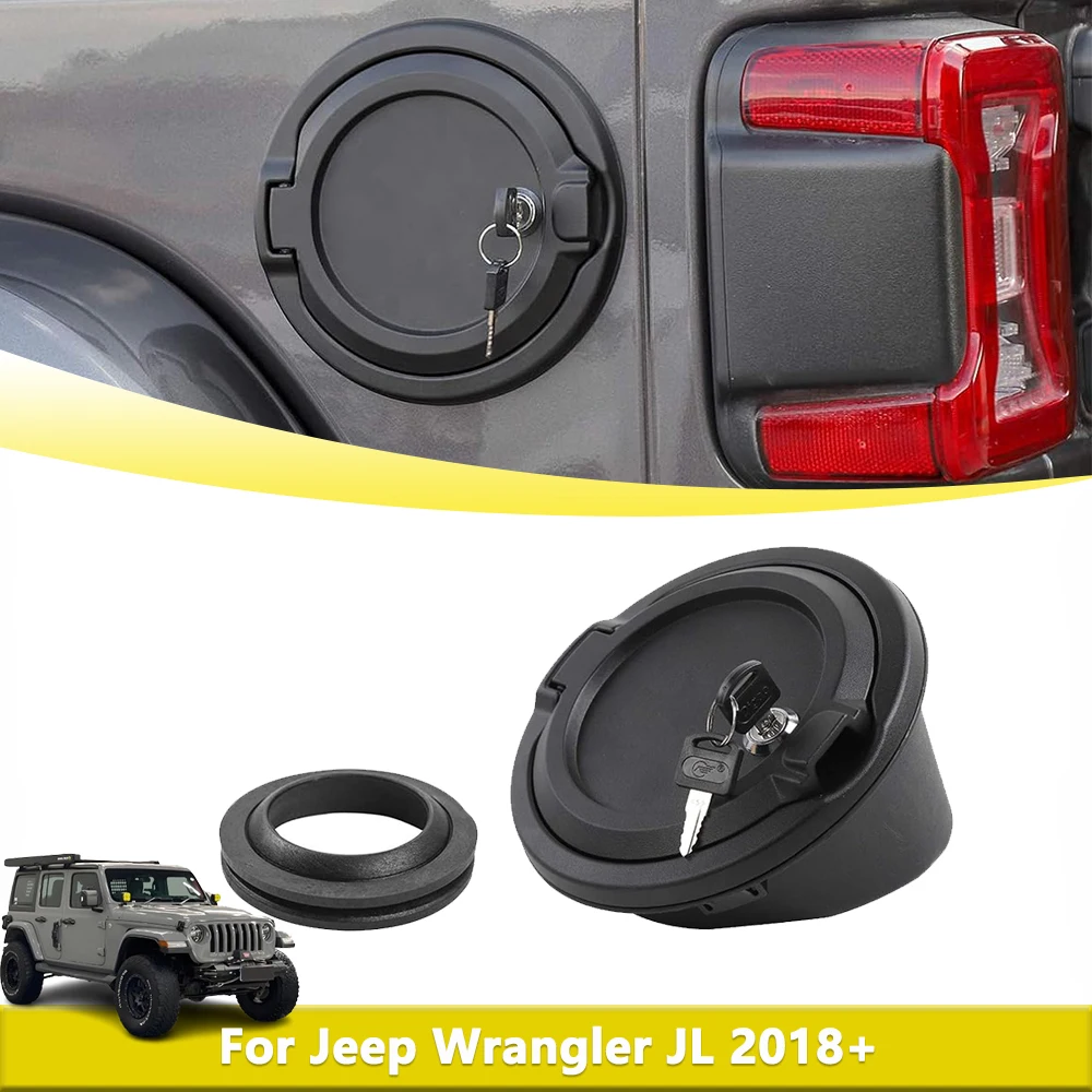 Fuel Tank Cap With Keys For Jeep Wrangler JL JLU 2018-2024 2025 Fuel Tank Parts Replacement Car Styling Exterior Accessories ABS