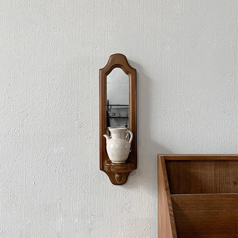 Small Aesthetic Mirror Funky Irregular Vanity Decoration Modern Cute Mirror Wooden Hanging Espelhos Living Room Decorations