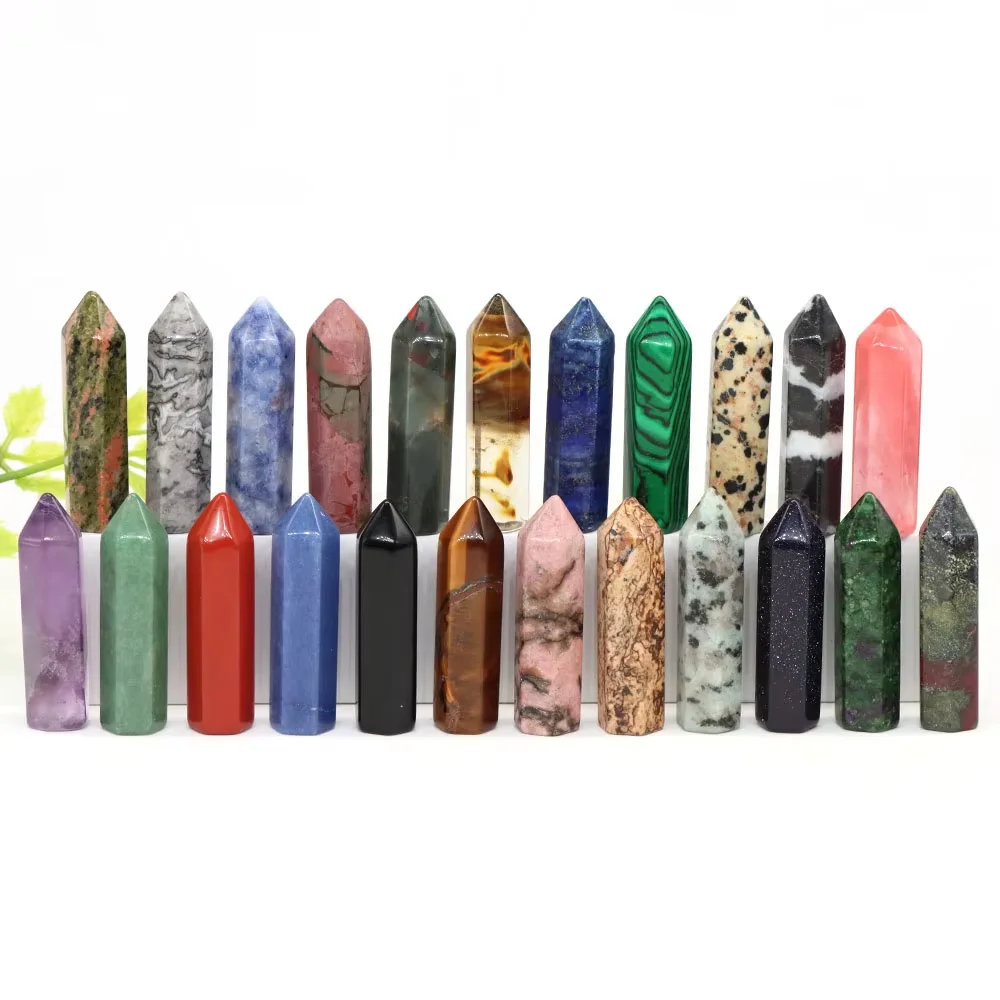 Natural Stones Crystal Point Wand Tower Reiki Healing Quartz Hexagonal Prisms Obelisk Energy Column Mineral Gems Home Decoration