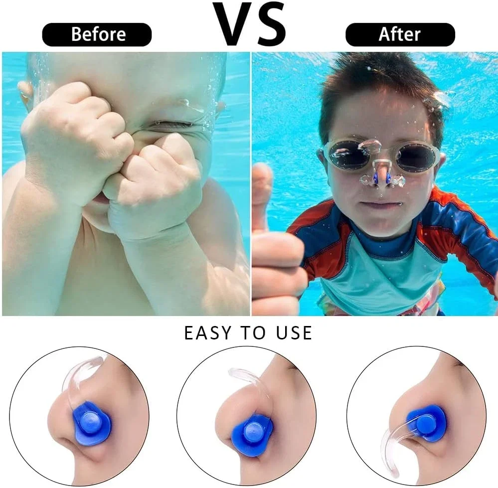 18개 수영 코 클립, 방수 실리카 젤이 포함된 실리콘 수영 코 플러그