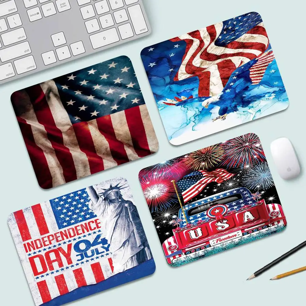 Happy Independence Day Mouse Pad 25X29 Small Square Computer Office Game Table Mats Rubber Anti-slip Mousepads Desk Pad