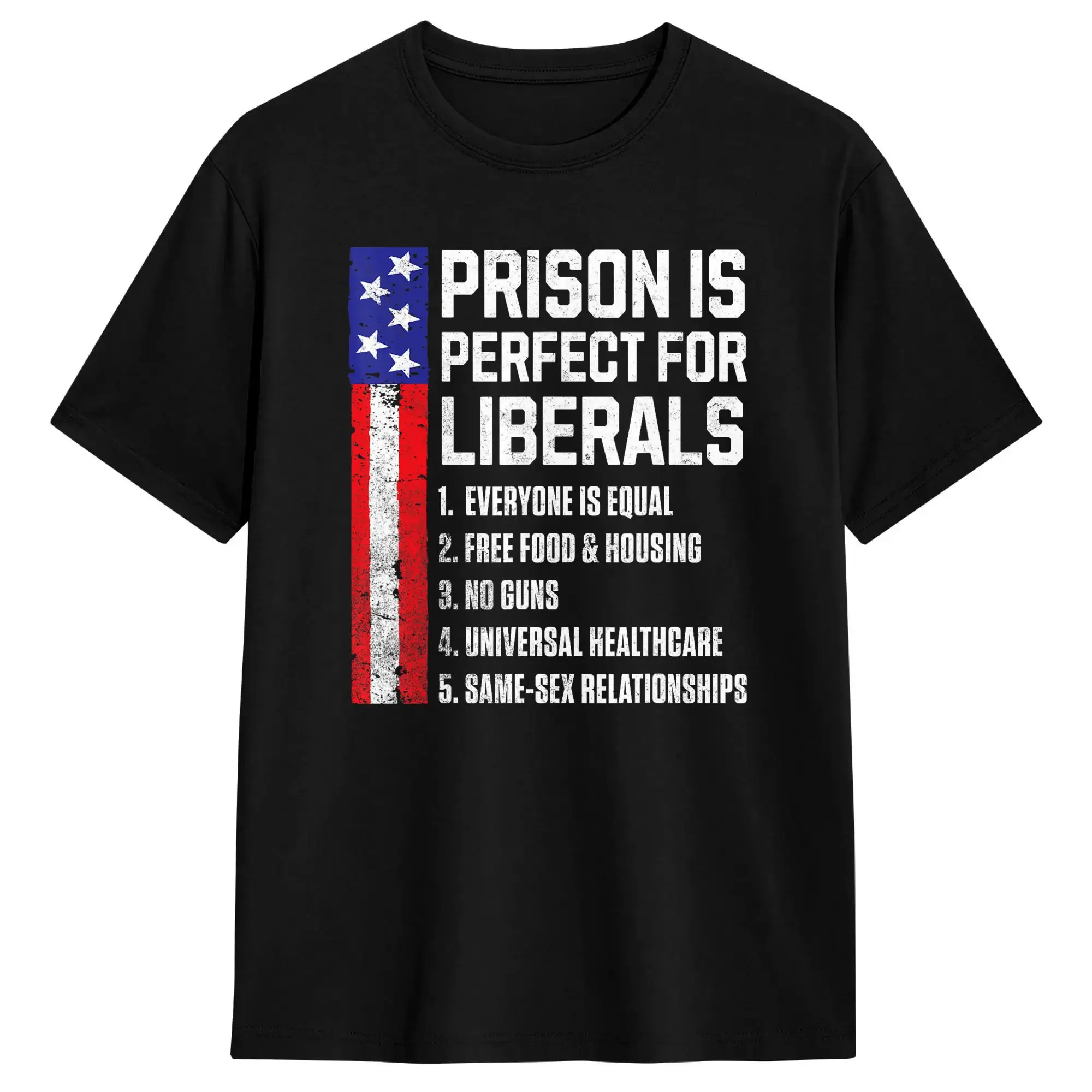 T-shirt « La prison est parfaite pour les libéraux», T-shirts streetwear d'été, T-shirt en pur coton à la mode pour hommes, hauts décontractés