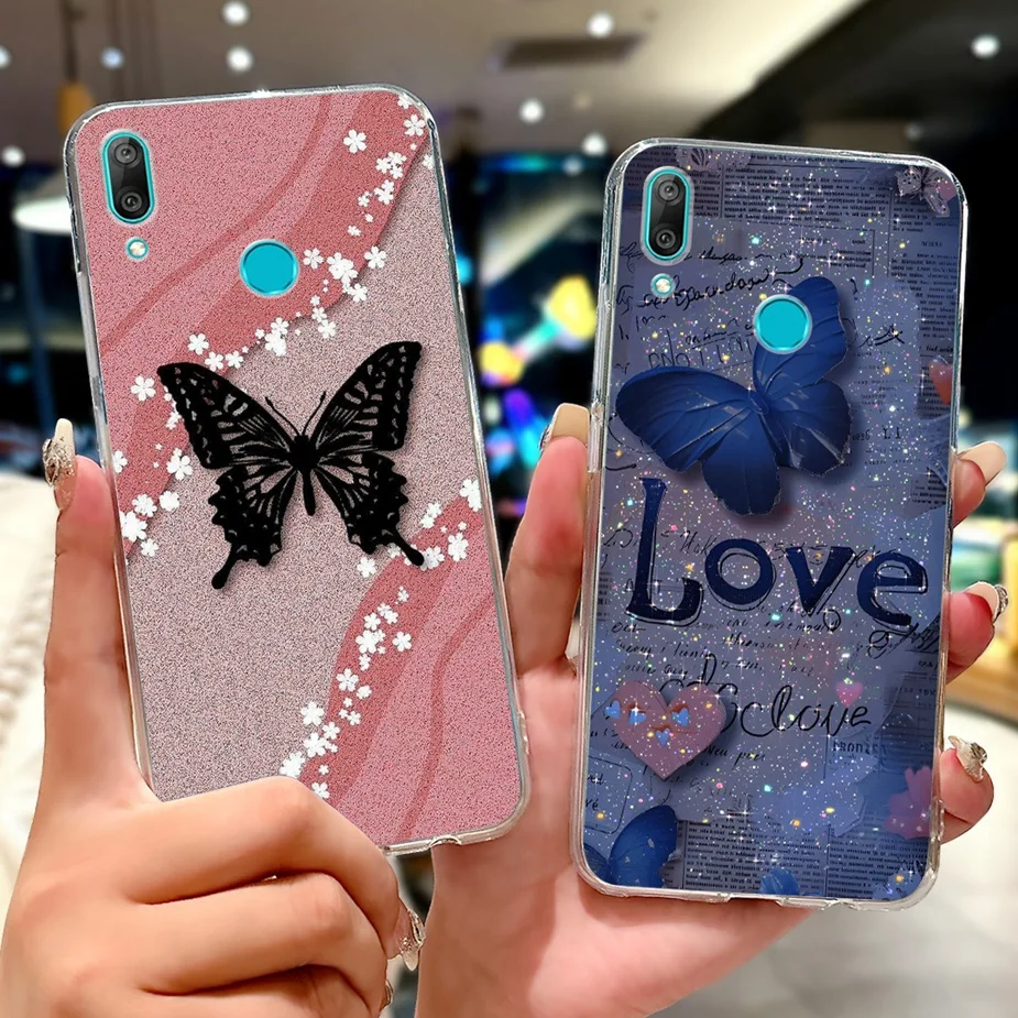 For Huawei Y7 2019 Case DUB-LX1 Cute Cat Luxury Painted Cover Soft Silicone Phone Case For Huawei Y7 Pro Prime 2019 Fundas Coque