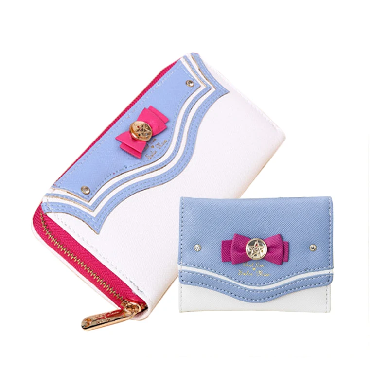 Women Short Wallet Candy Color Bow Knot Clutch Purse Girl Anime-Sailor Moon Wallet Handbag Card Coin Bag New Popular