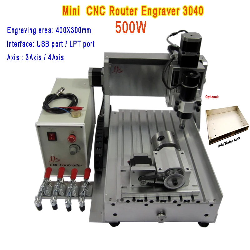 

Mini CNC Router 3040 Engraving Drilling Machine 3Axis 4 Axis 500W Spindle for Woodworking Metal Aluminum Cutting Engraver Mach3