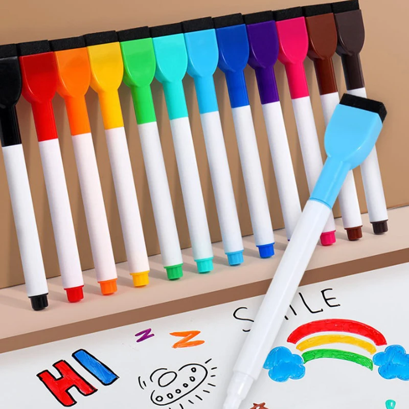 5Pcs Non-Magnetic Colored Whiteboard Pen Creative Erasable Water-Based Marker Large Capacity Environmentally Friendly Marker