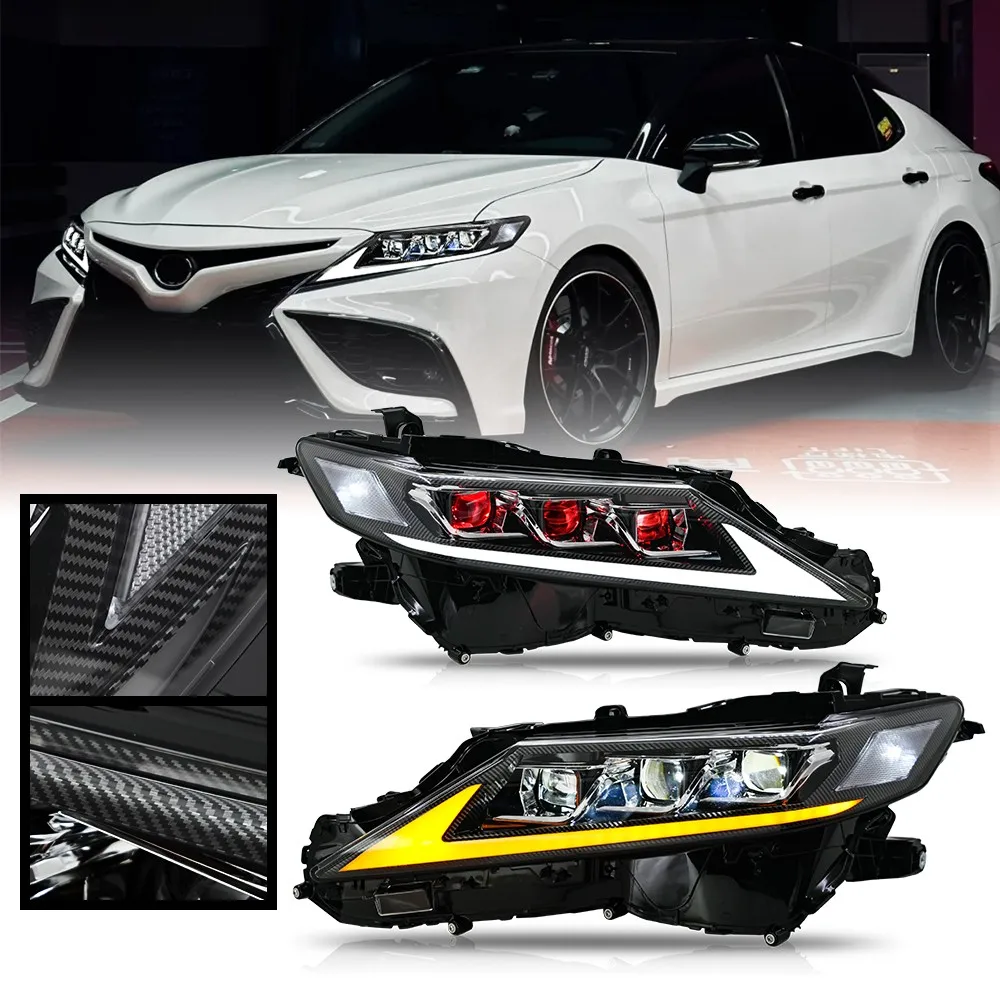 

Pair LED Headlights Assembly for Toyota Camry 2018-2024 Animation Front Lamp Demon eye