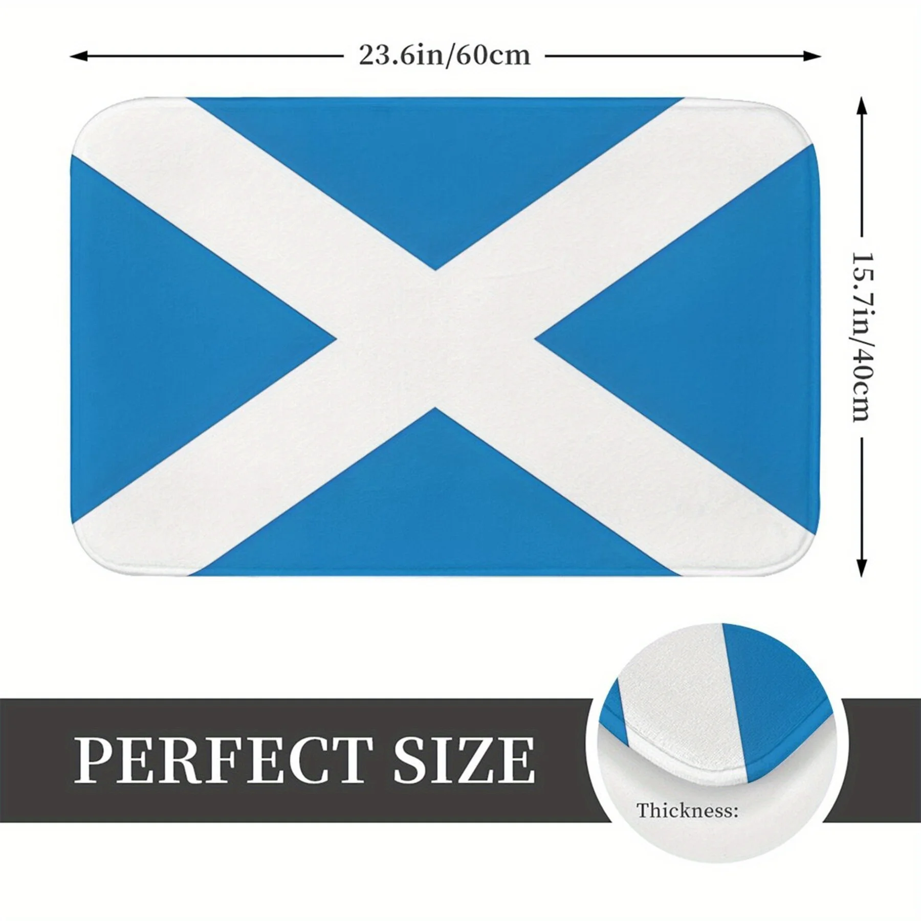 Scandinavian Blue X Cross Pattern Door Mat Floor Mat for Entryway Hallway Bathroom Runner Quick Dry Indoor Outdoor 40x60cm Utili