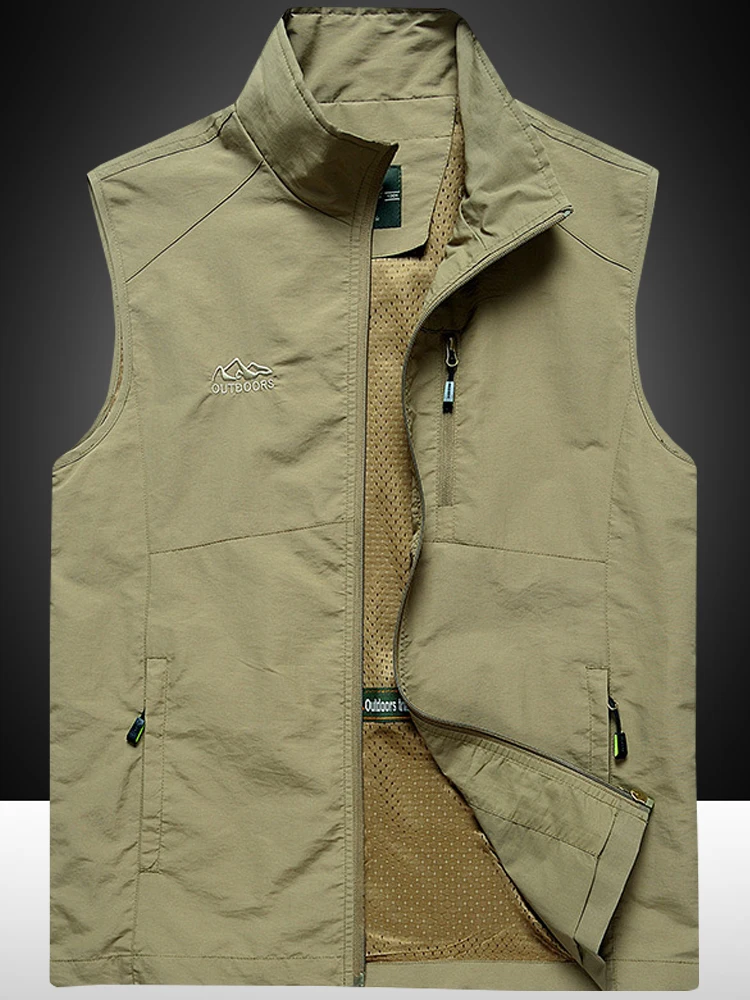 

Men's Casual Thin Vest Autumn Outdoor Loose Large Size Qui Dry oulder Pad Vest Stand Collar Fiing Photoaphy Vest