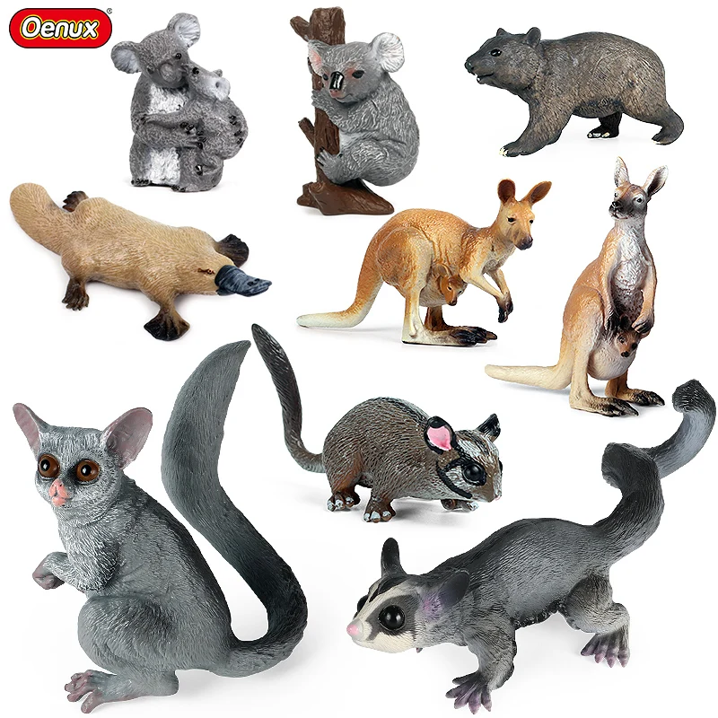 Oenux Classic Australian Wild Animals Simulation Kangaroos Koala Wombat Model Action Figure Figurine Educational Toy For Kid