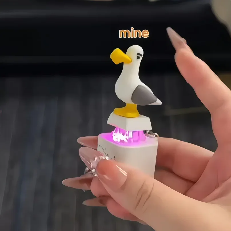 !!Funny Mine Bird Voice Keys Luminous Electronic Pendant Keyboard Decompression Sound Little Seagull Creative Keychain USB Model