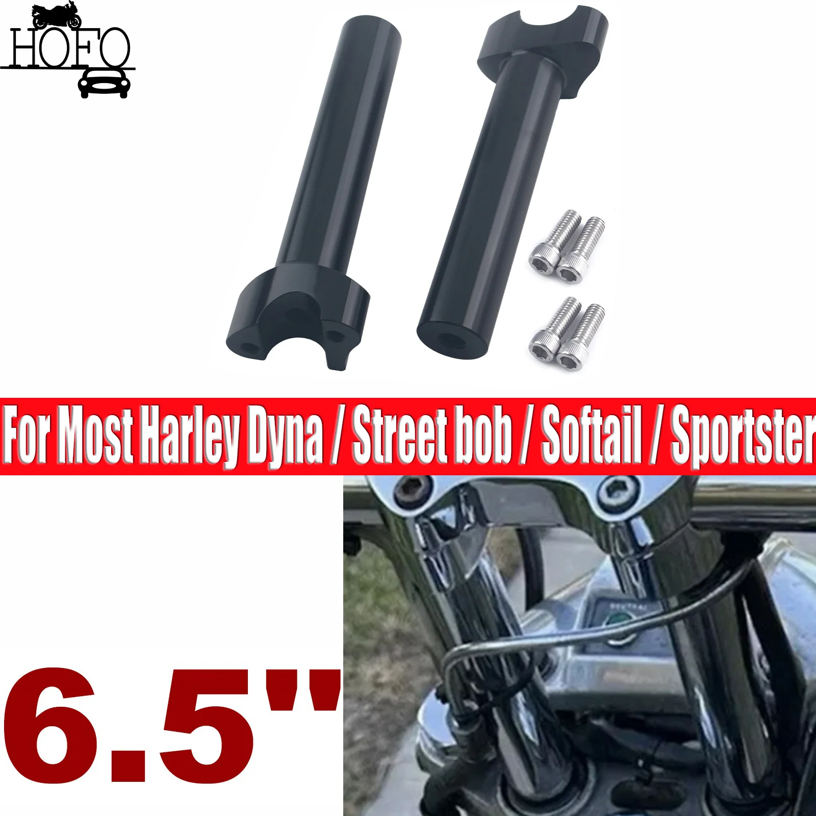 

2PCS 6.5" Tall Handlebar Risers For Most Harley Dyna / Street bob / Softail / Sportster