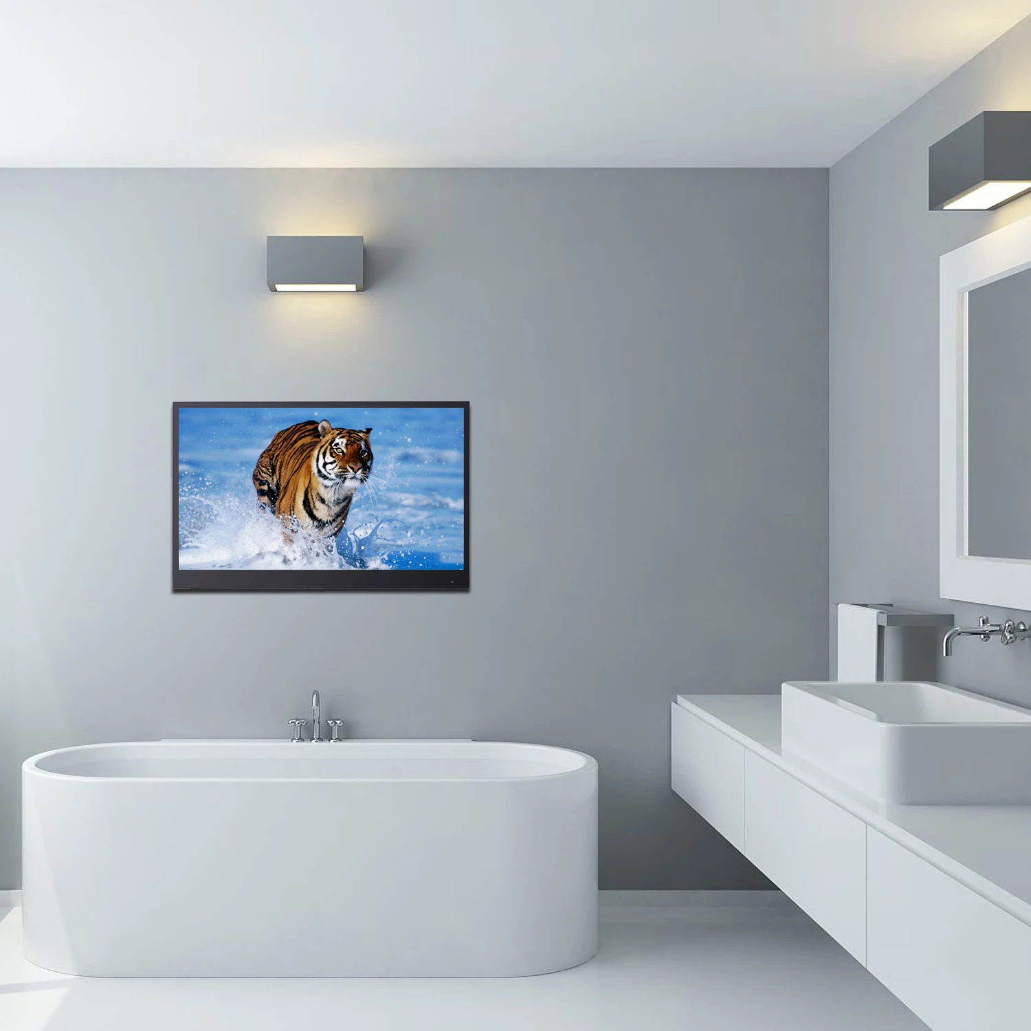 Alternative view of Souria-TV LED inteligente de 22,1 pulgadas, Color negro, resistente al agua, para baño, Hotel de lujo, SPA, cocina, TV, Bluetooth, Android, nuevo
