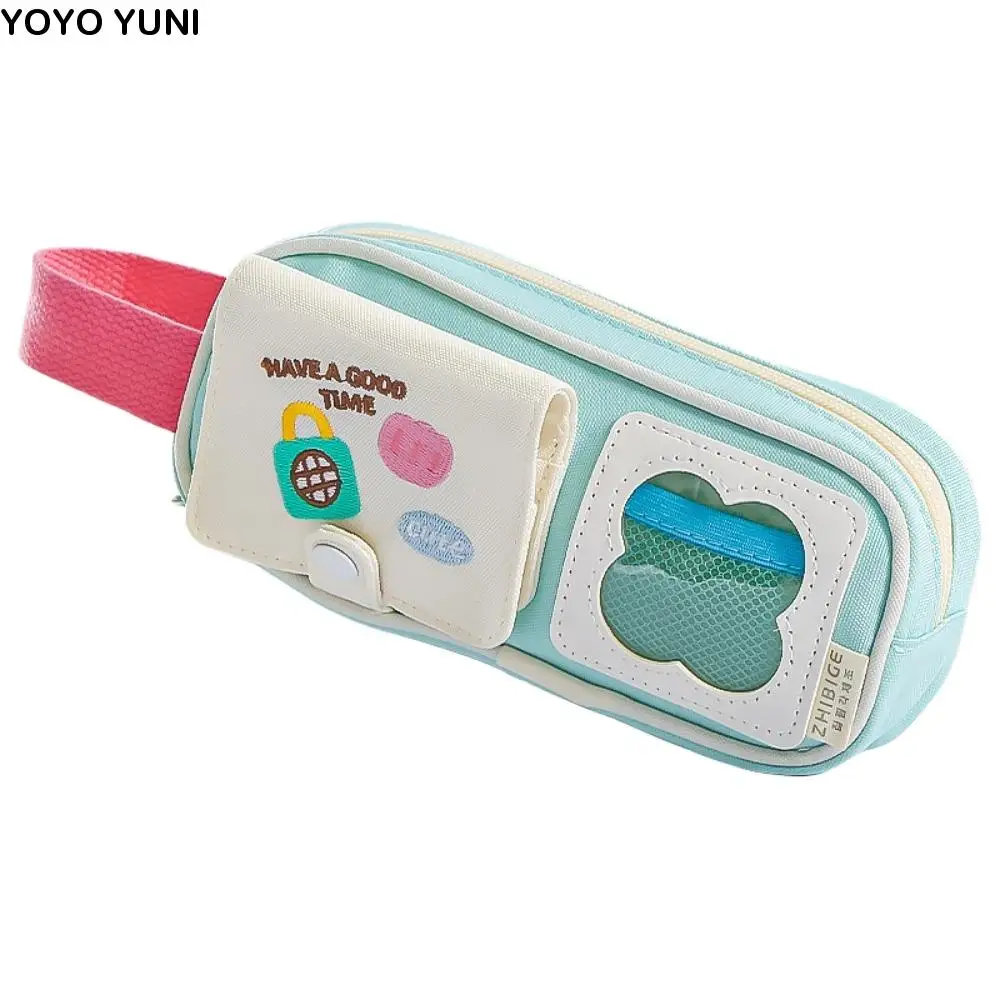 

Multilayer Y2K Cartoon Stationery Bag Embroidery PVC Display Korean Pencil Case Handheld Aesthetic Ins Pencil Pouch