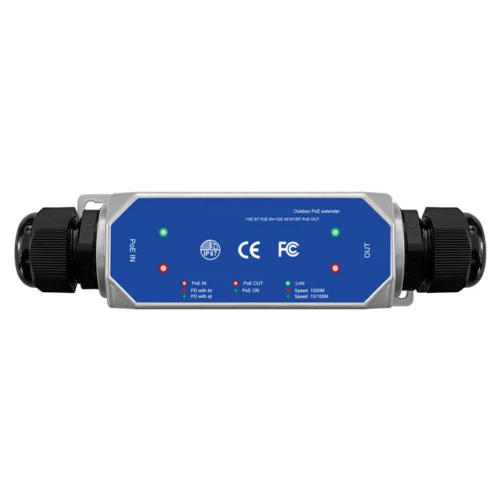 

IP67 Открытый водонепроницаемый 1 в 1, гигабитный коммутатор POE, удлинитель, повторитель, совместимый с AF/AT/BT