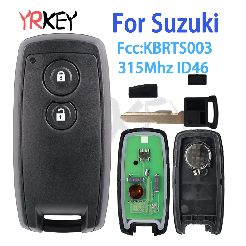 YRKEY - New Smart Car Key Fob For Suzuki Swift Replace 2 Button 315MHz ID46 Chip FCC KBRTS003 Complete Keyless Entry Remote Key