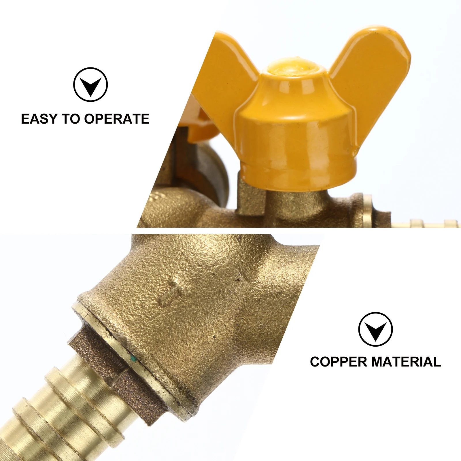 

2Pcs Thickened Copper Y Shaped 3 Way Shut Off Ball Valve Fuel Gas Air Valve Hose Connector Home Replacement Adapter