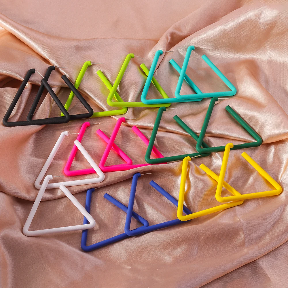 Aihua Fashion Geometric Personality Neon Acrylic Big Star Hoop Earring For Women Korean Hollow Triangle Heart Earring Jewelry