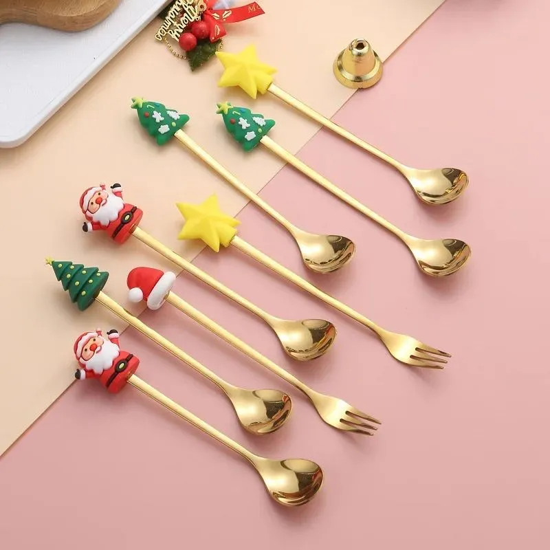 

Stainless Steel Christmas Stirring Spoons with Gift Box Festive Kitchen Utensils Christmas Decorations