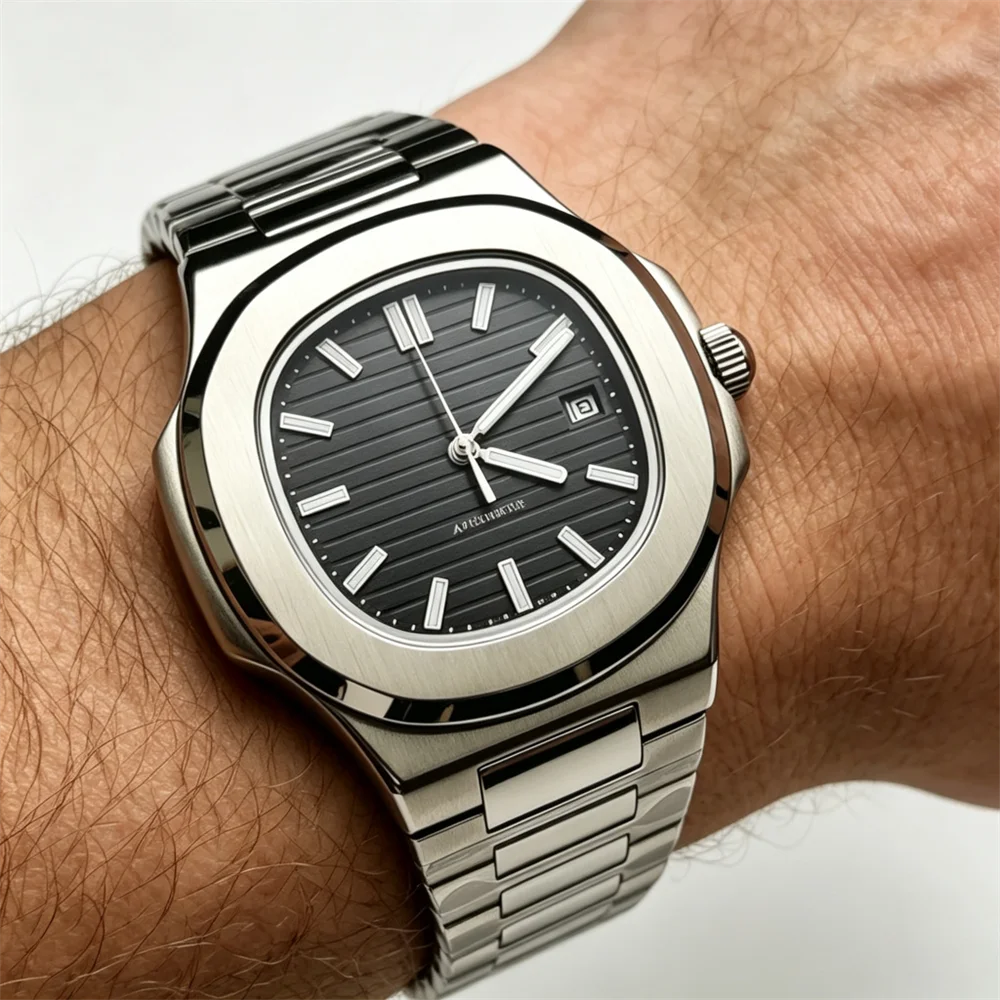 40mm Men's Square Mechanical Watch Waterproof Sapphire Glass NH35 Movt Auto Date Fashion Wristwatch Automatic Watch