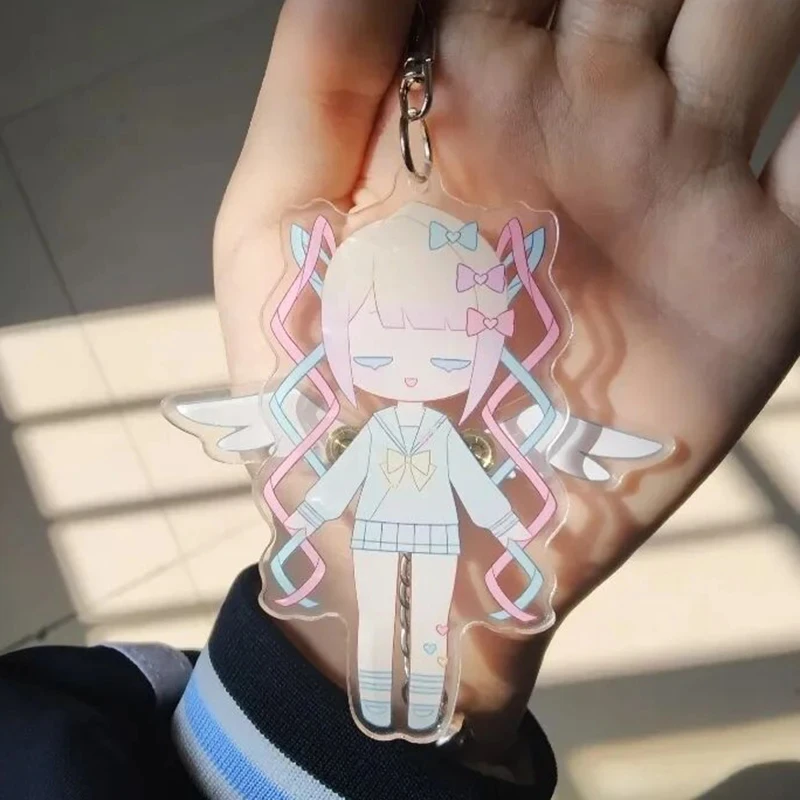 Game Needy Girl Overdose KAnge Cosplay Keychain Acrylic Keyring Cartoon Figure Key Chain Bell Pendant Bag Decoration Accessory