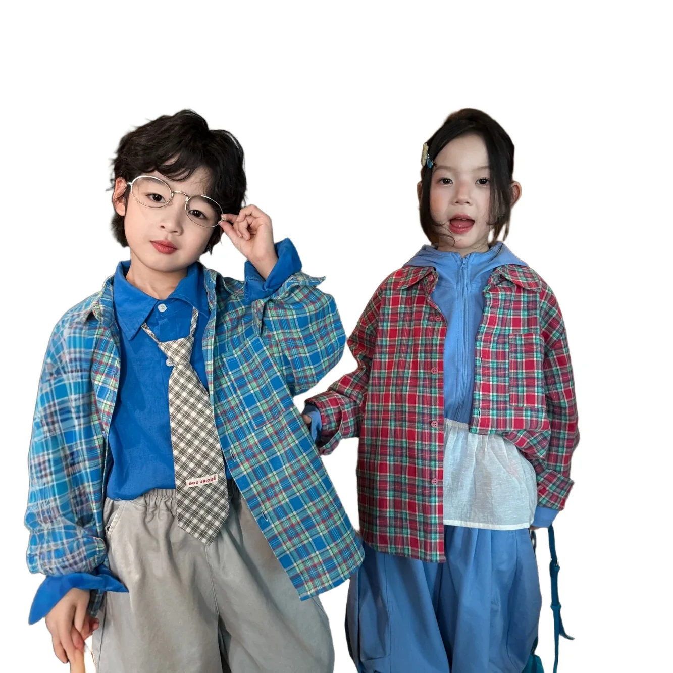 Children's Shirt 2026 Autumn Boys and Girls Korean Casual Shirt Children's Turn-down Collar Loose Versatile Top