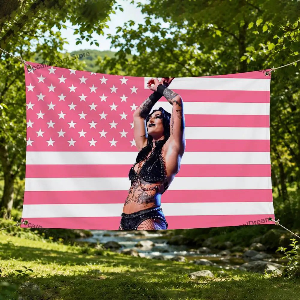 R-Rhea Ripley Wrestler Flag Tapestry Banner For Bedroom Outdoor Living Room Restaurant Bar Wall Decor Party