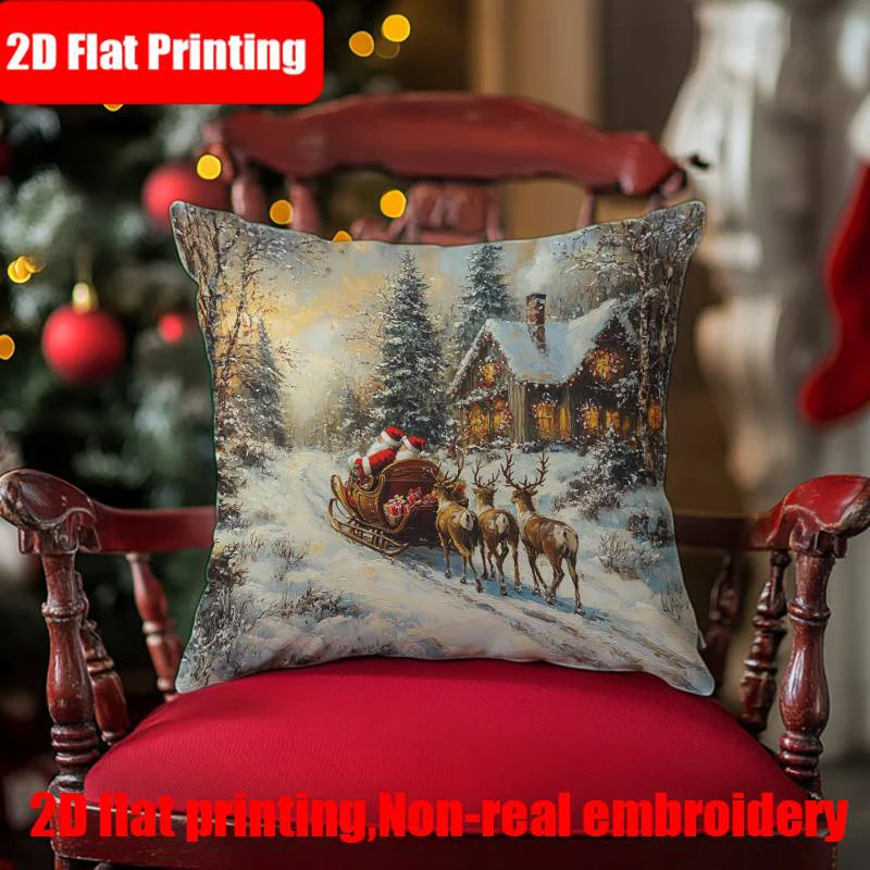 

Christmas Scene Printed Pillow CoverSuitable for sofa car bedroom decorative cushion cover pillow cover