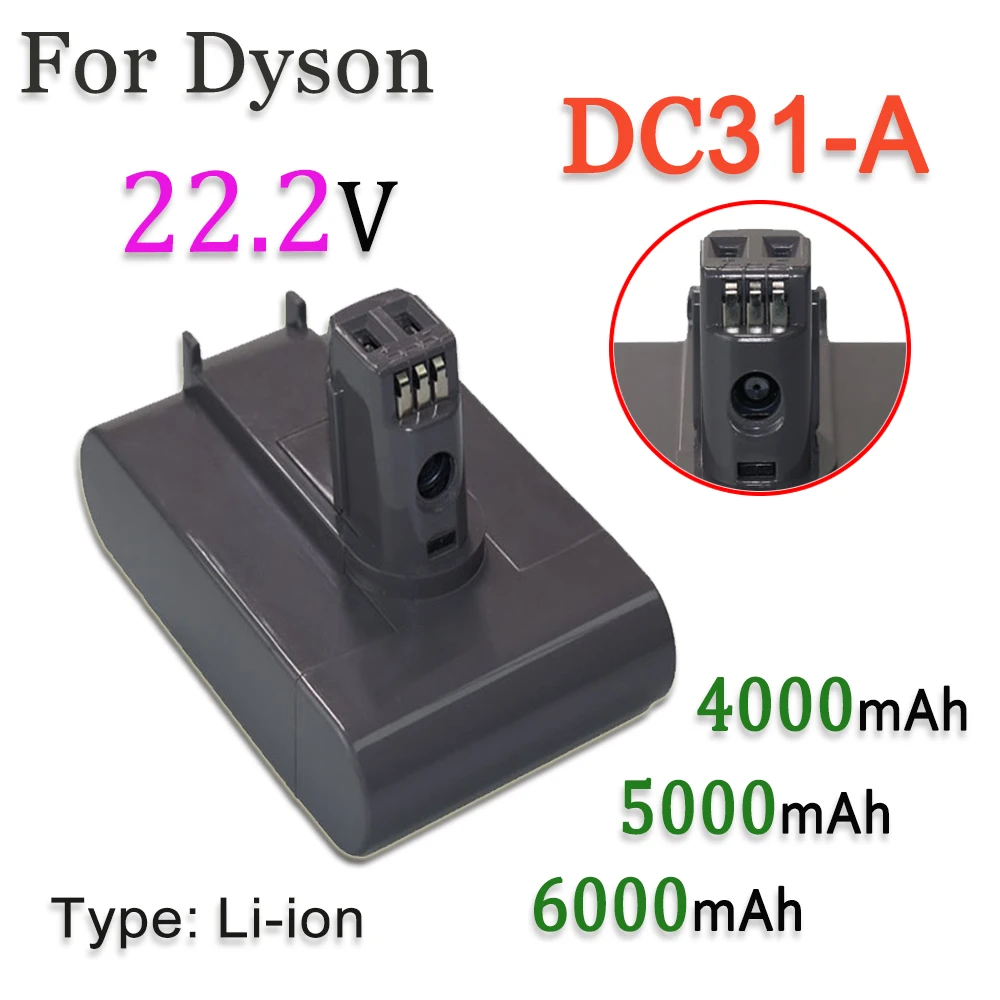 

DC31 Type A 22.2V 4000/5000/6000mAh Li-ion Vacuum Cleaner Battery For Dyson DC35,DC45,,DC34,DC44,DC31 Animal, DC35 Animal,