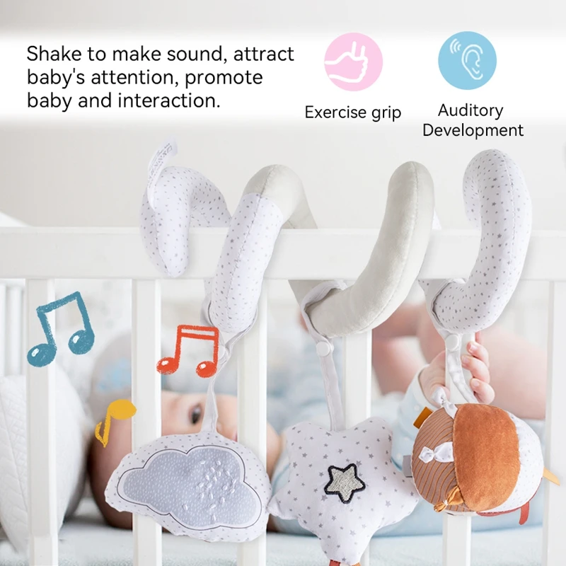 Baby Crib Hanging Rattles Toys Car Seat Toy Soft Mobiles Stroller Crib Cot Spiral Toy Pram Hanging Dolls for Babies Newborn Gift