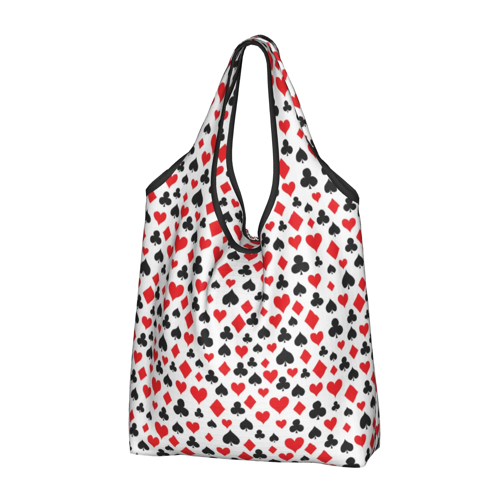 Playing Card Game Poker Players  Grocery Shopping Bag Funny Shopper Shoulder Tote Bag Large Capacity Portable  Handbag