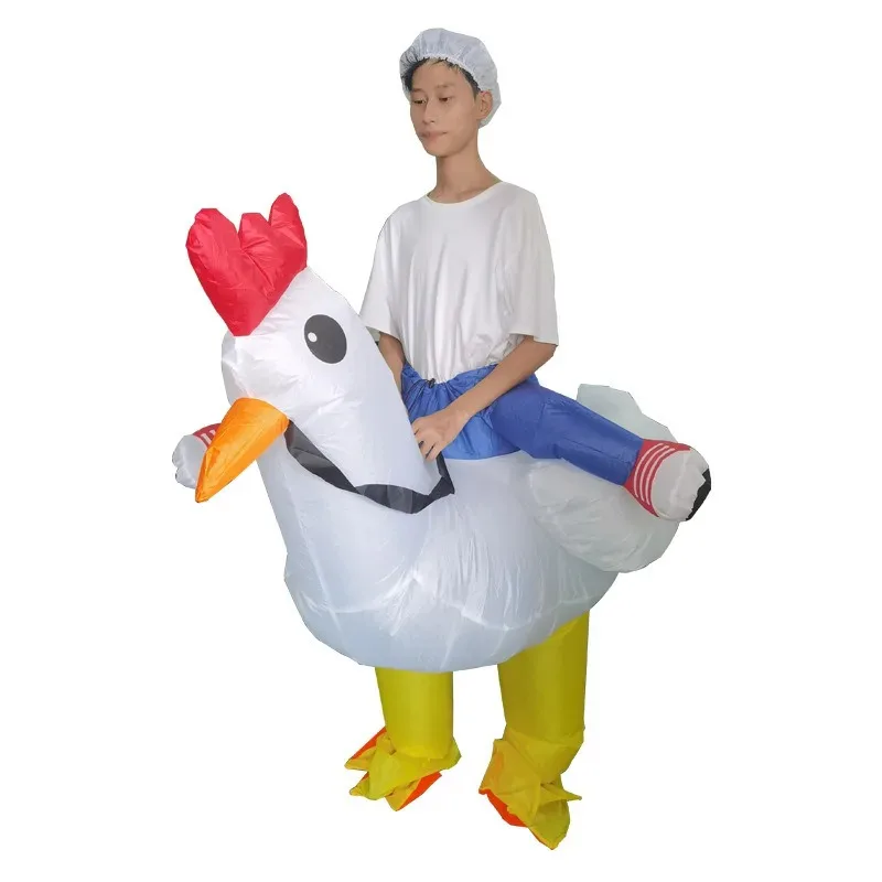 

White Inflatable Chicken Suit Walking Riding Costume for Christmas Performances Celebrations Parties