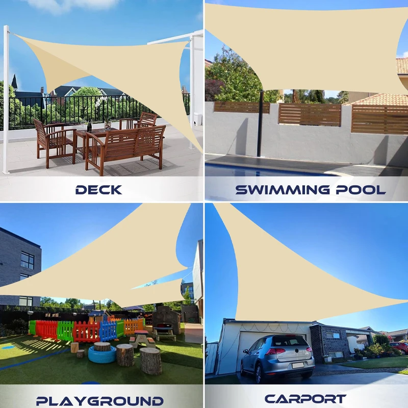 Mehrfarbiger Sonnenschutz, Wasserdichter Sonnenschirm, Segel, für Außenterrasse, Rasen, Strandgarten, Carport, Hinterhof, Deck, Pavillon, Sonnenschirm – Detail 5