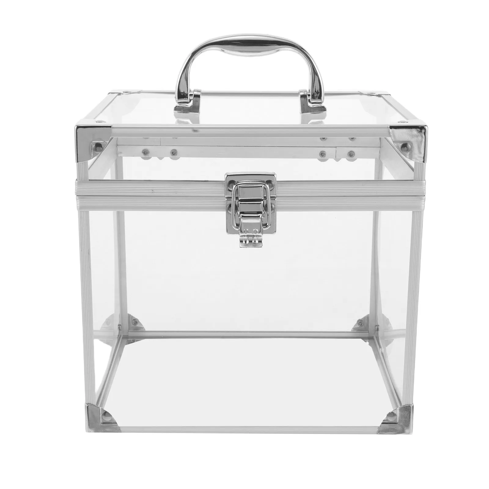 Vinyl Record Storage Box Clear Acrylic Organizer Case with Carry Handle for Desktop Home Cd Dvd Storage and Display Holder