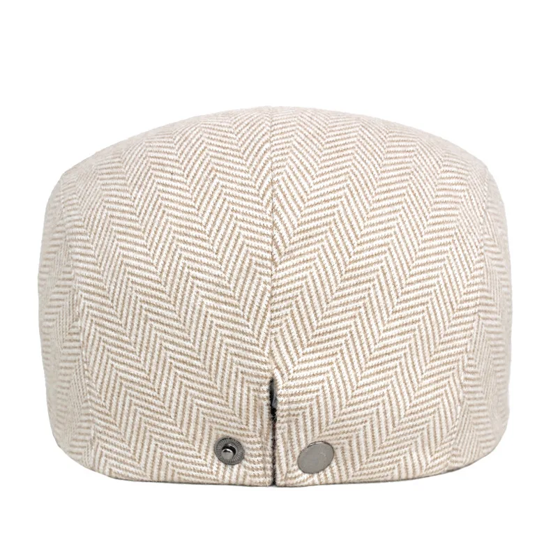 

Adjustable Big Size Newsboy Cap Casual Stripe Berets Men Winter Tweed Thick Warm Vintage Herringbone Gatsby Flat Hat Peaked Cap