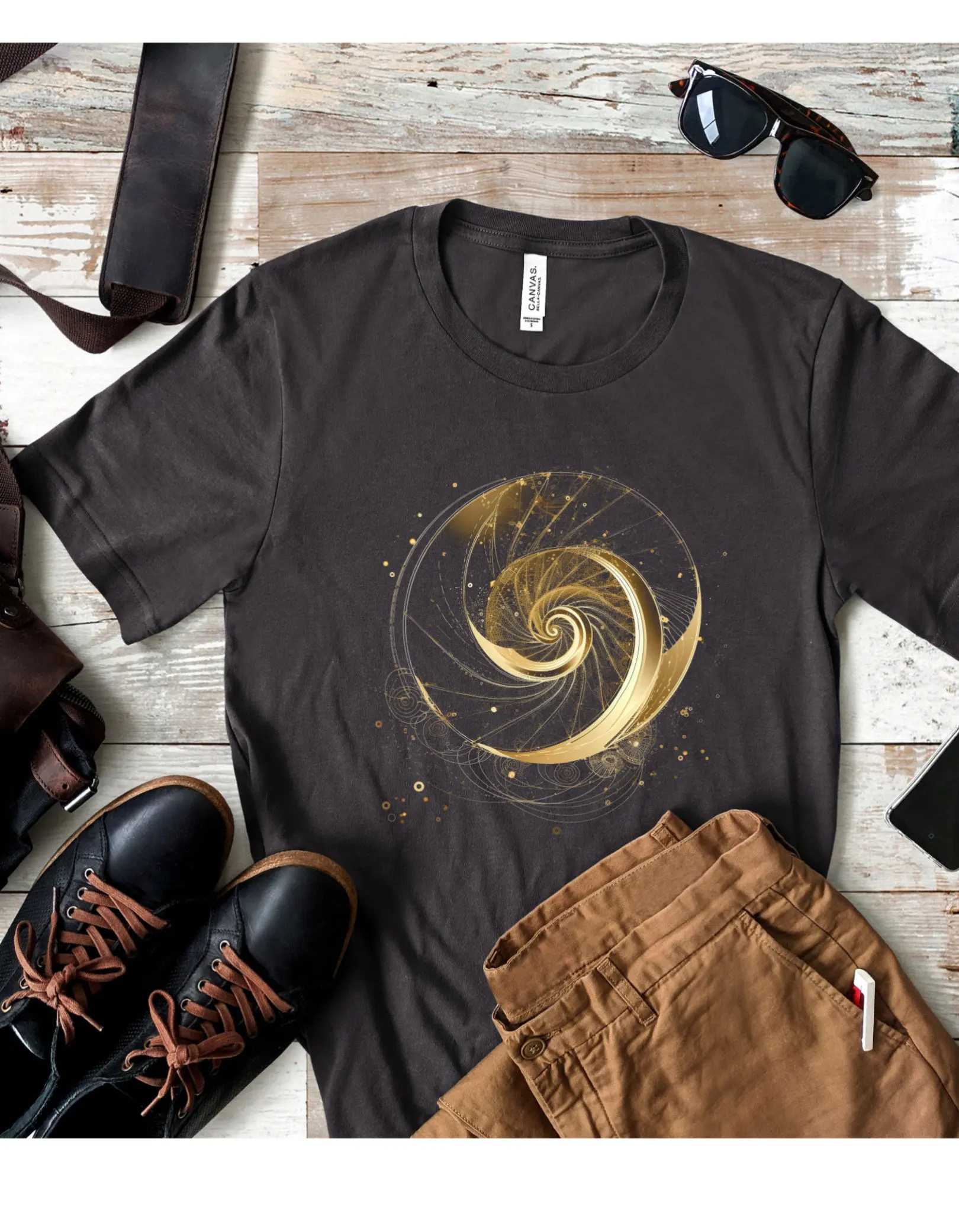 Fibonacci T-Shirt: Golden Ratio Celestial Tee, Modern Art