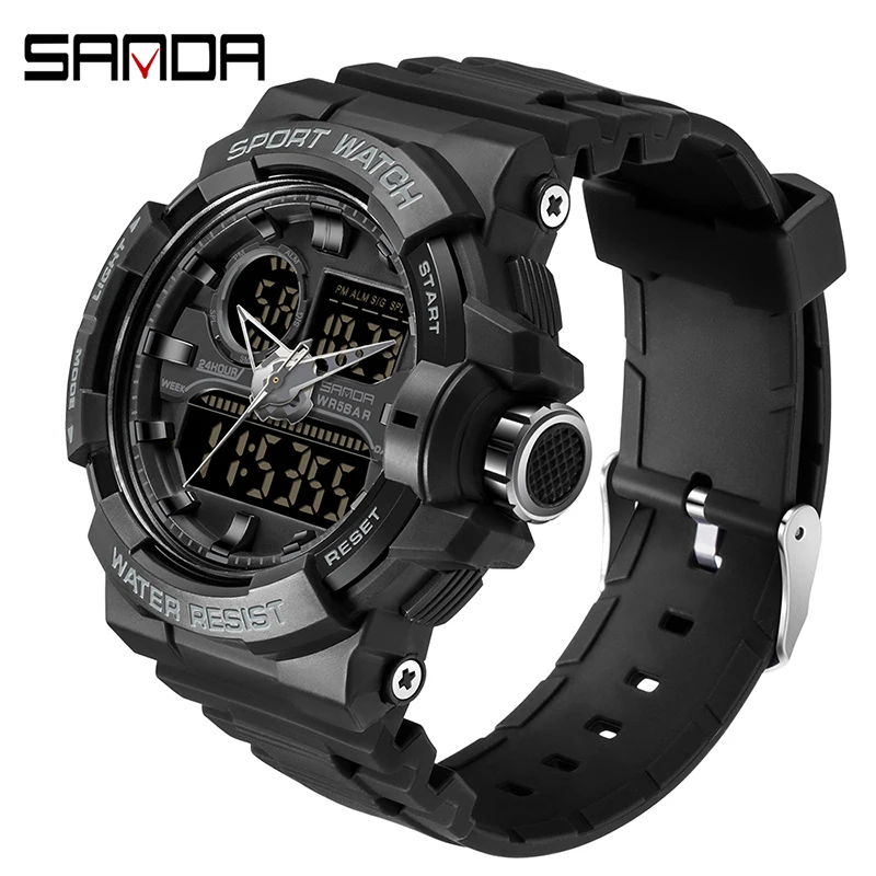 

SANDA 6025 Youth Fashion Digital Mens Watch 50M Waterproof Quartz Wristwatches LED Noctilucent Outdoors Casual Mens Watches