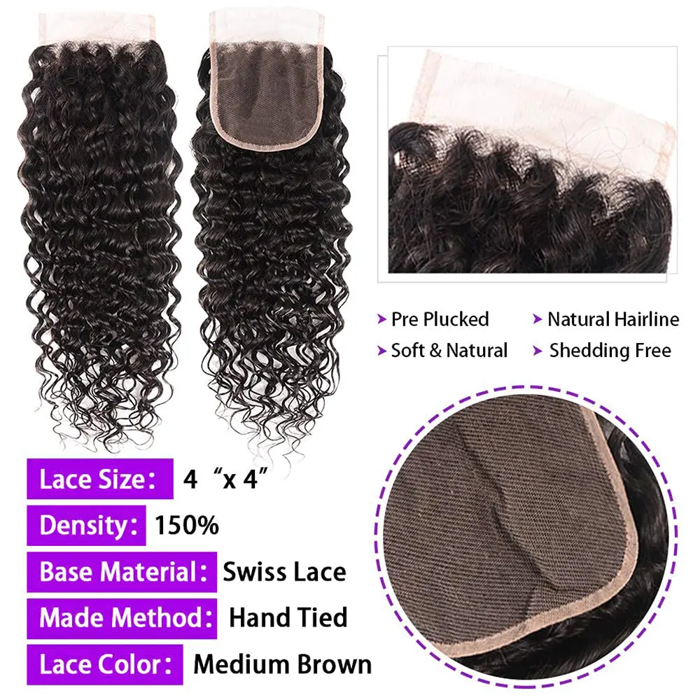 Miss Rola Afro Kinky Hair Bundles With 4x4 Closures Brazilian Afro Curly Hair Weave 100% Human Hair Remy Hair Extensions