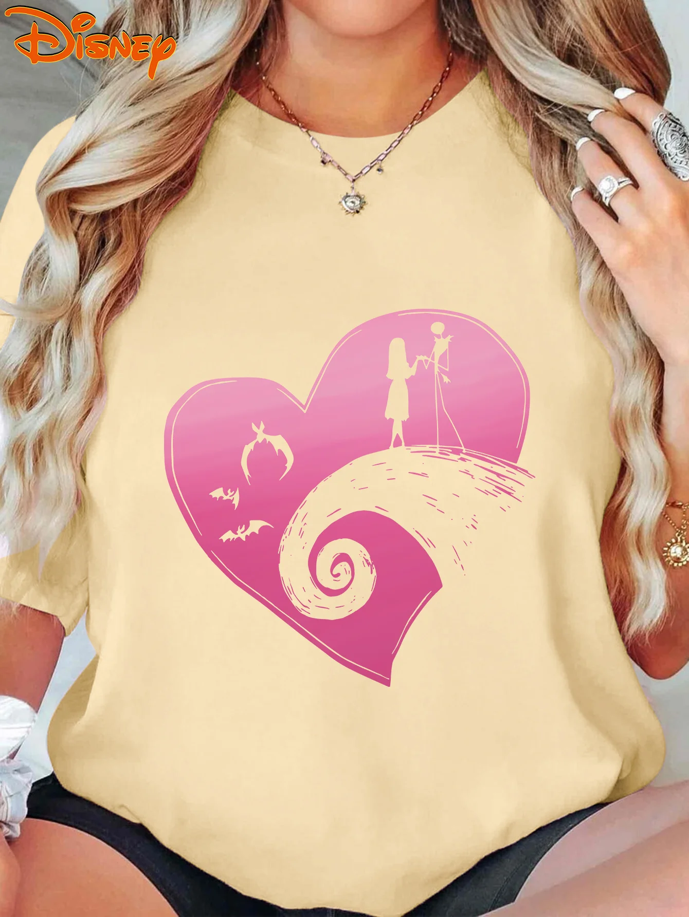 

Disney's Nightmare Before Christmas Women's Short sleeved T-shirt Couple Casual Summer Short sleeved