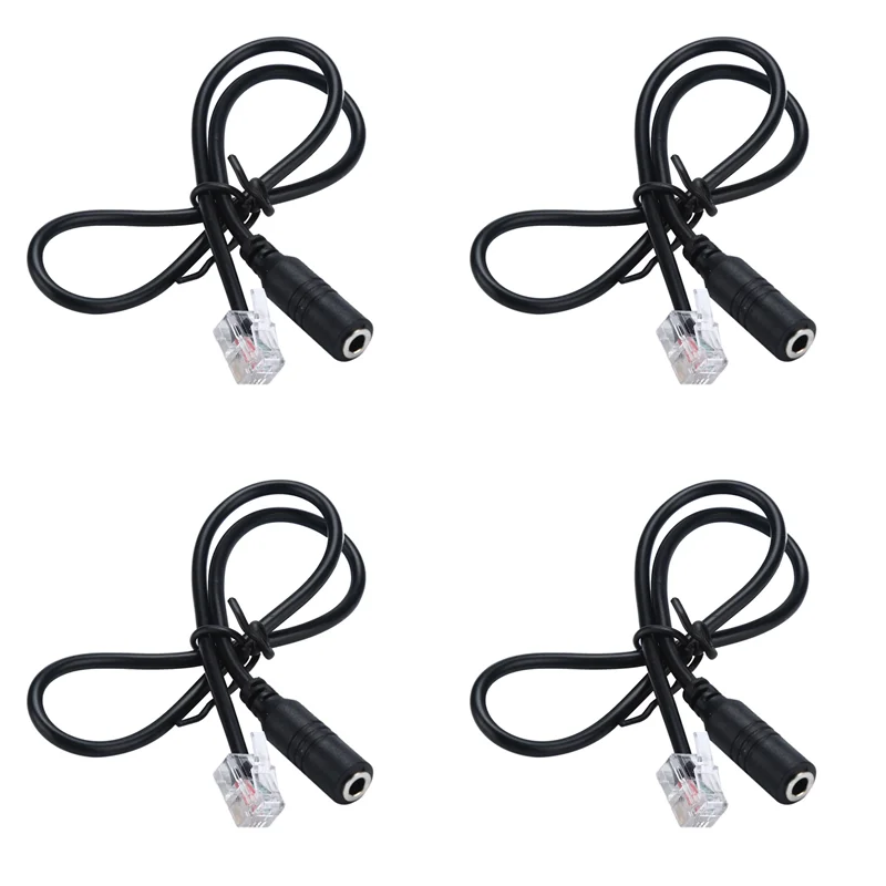 

4PC Phone Adapter Rj9 To 3.5 Female Adapter Convertor Cable PC Computer Headset Telephone