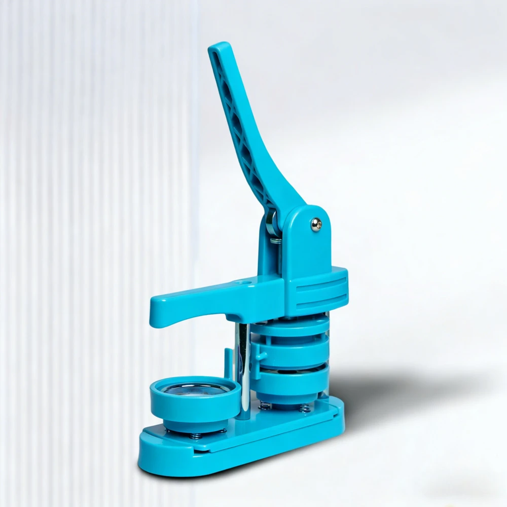 DIY Button Press Kit for Crafts, 25mm/1 Inch No-Install Machine with Circle Cutter & 100 Parts, Blue