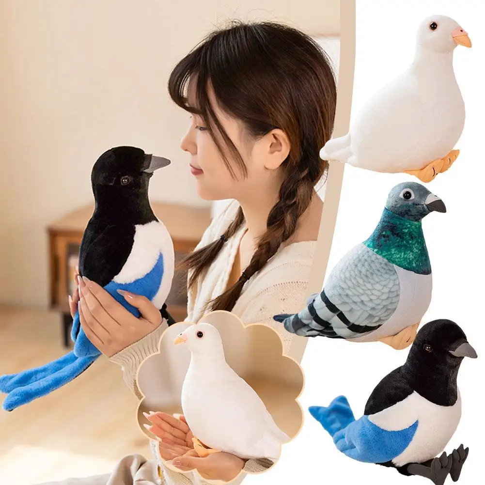 Realistic Pigeon Plush Toys Lifelike Grey White Birds Stuffed Dolls Animals Toy High Quality Collection Model Gifts For Kids