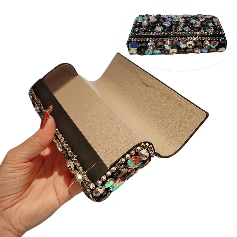 Luxury Rhinestone Glasses Case Sunglasses Storage Box Students Optical Myopia Portable Glasses Holder Eyewear Organize Container