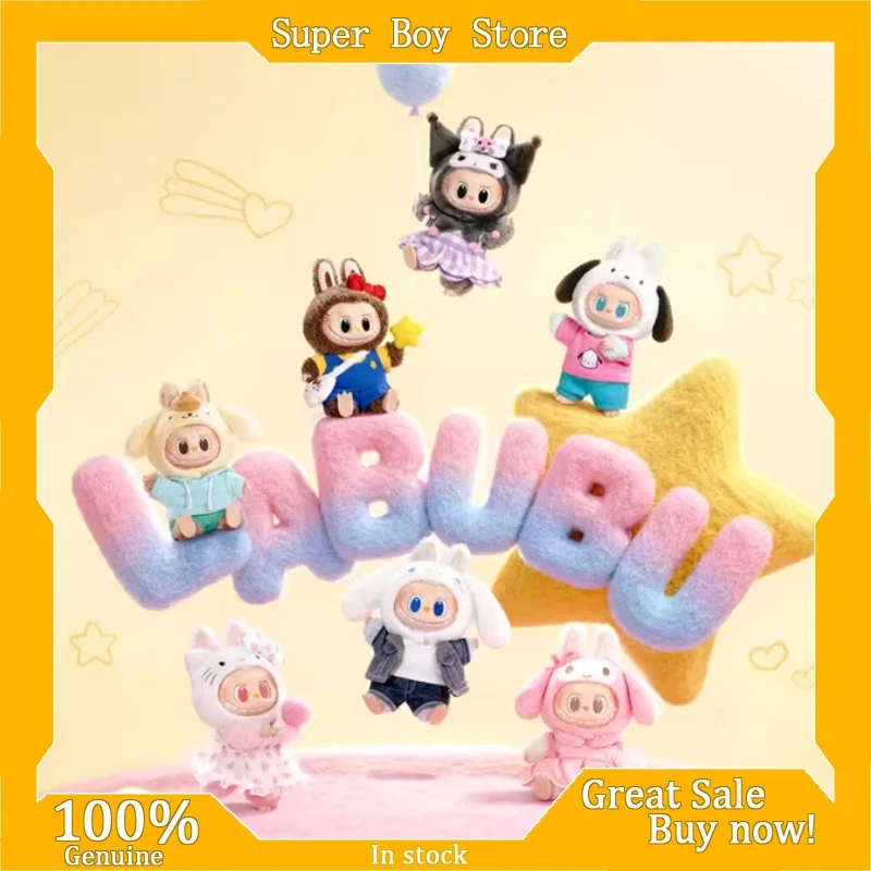 

POP MART The Monsters Labubu Sanrio Family: Виниловый плюшевый брелок-подвеска (слепая коробка), мультяшный кулон для украшения сумки, коллекционная игрушка, популярный подарок