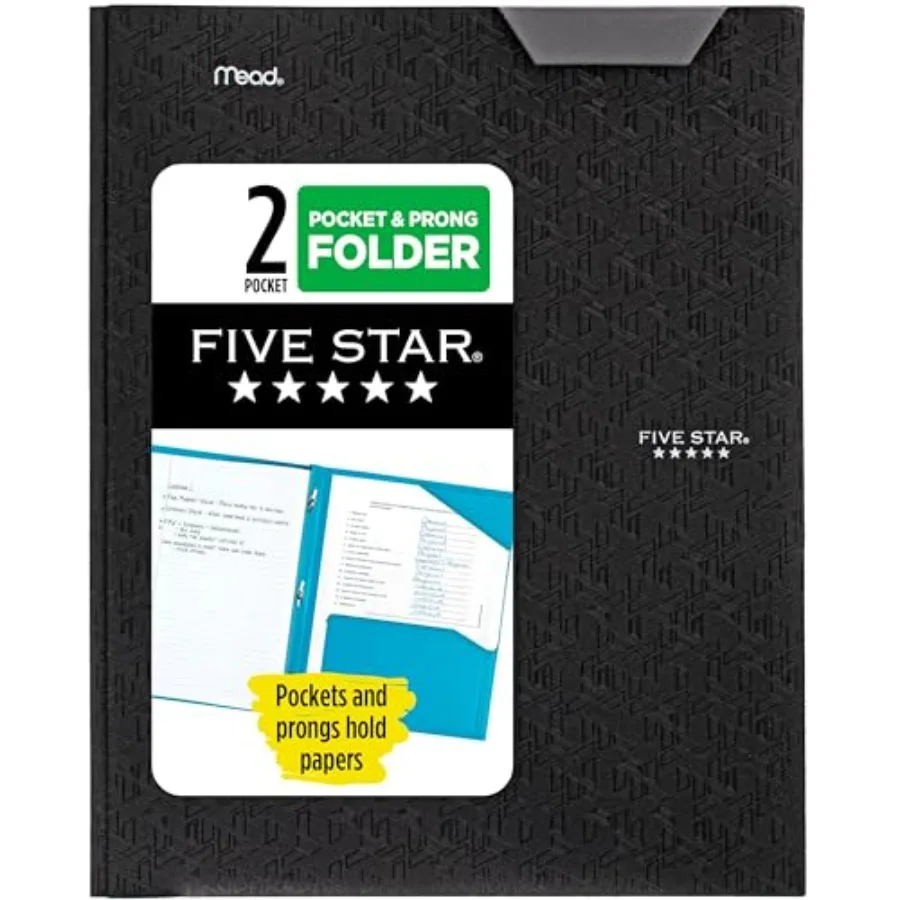 2-Pocket Folder, Plastic Folder with Stay-Put Tabs and Prong Fasteners, Holds 8-1/2