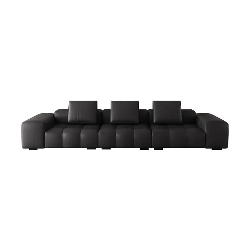 Italian minimalist module tofu block sofa, large flat straight row sofa in the living room