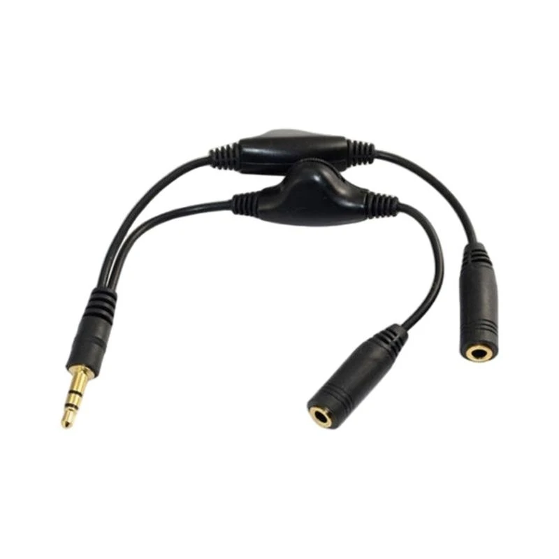 Headphone Y Splitter 3.5mm Y Splitter Headset Splitter Cable for Game Headset with Volumes Control Switches for PC