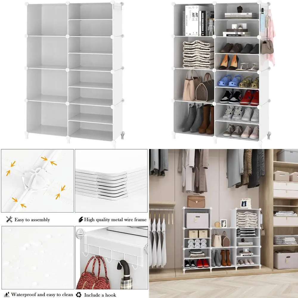 منظم خزانة مكون من 8 مكعبات قابل للتكديس مع أرفف تخزين للملابس والإكسسوارات