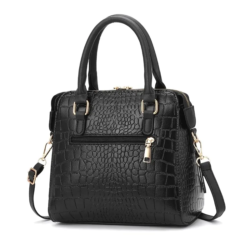 Crocodile Pattern Top Handle Crossbody Bag, PU Leather Satchel Bag Purse, Classic Versatile Fashion Shoulder Bag